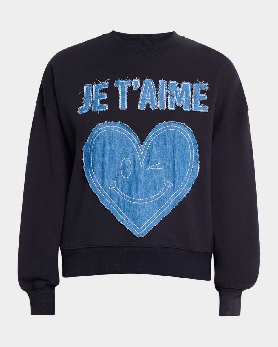 Brandy Je Taime Smiling Denim Patch Sweatshirt